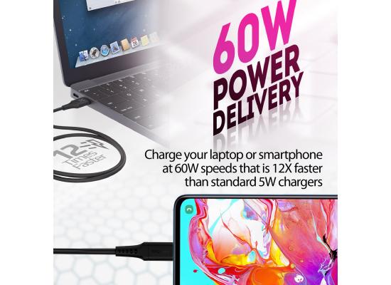 Promate POWERLINK-CC200 USB-C Cable with 60W PD, 480Mbps Data Transfer and 2M Silicone Cord